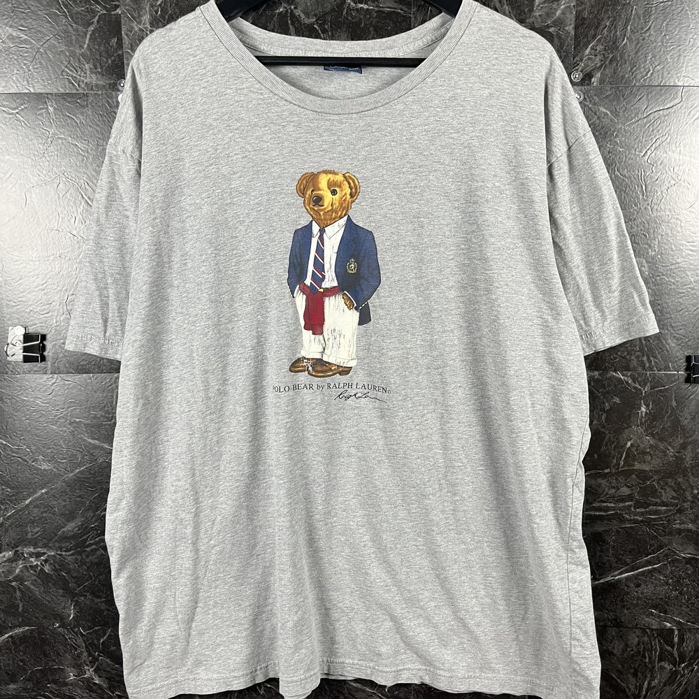 Polo Ralph Lauren Men's Grey Vtg Blazer Polo Bear Shirt 2XL